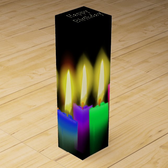 Happy Birthday Candles On Black Wine Box (Front)
