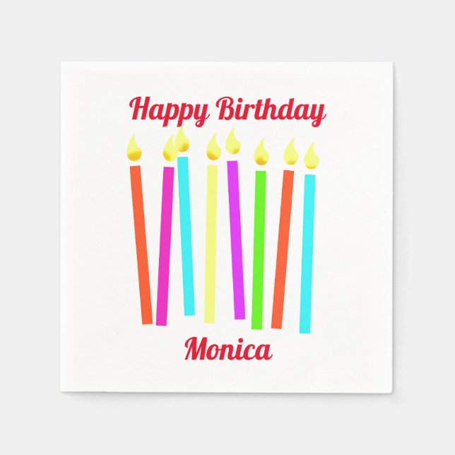 Happy Birthday Candles Paper Napkin (Front)