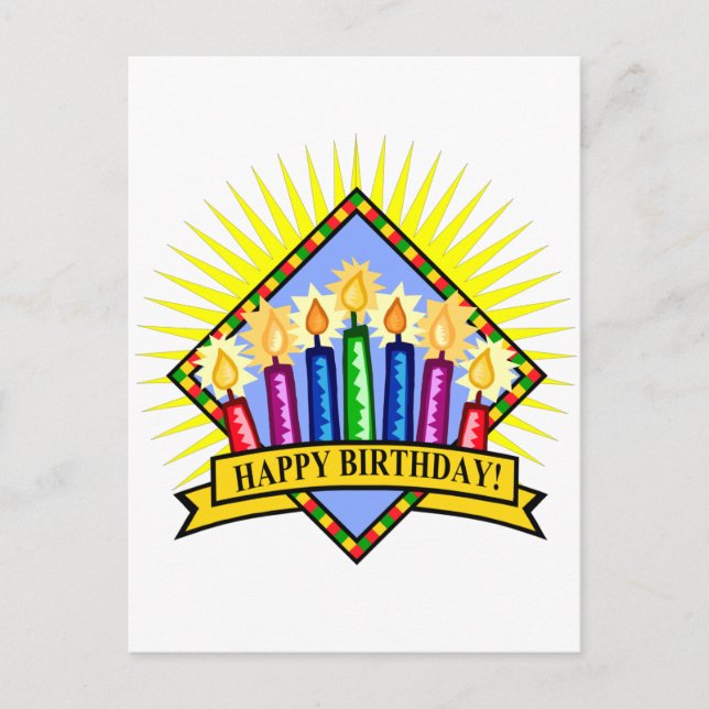 Happy Birthday Candles Postcard (Front)