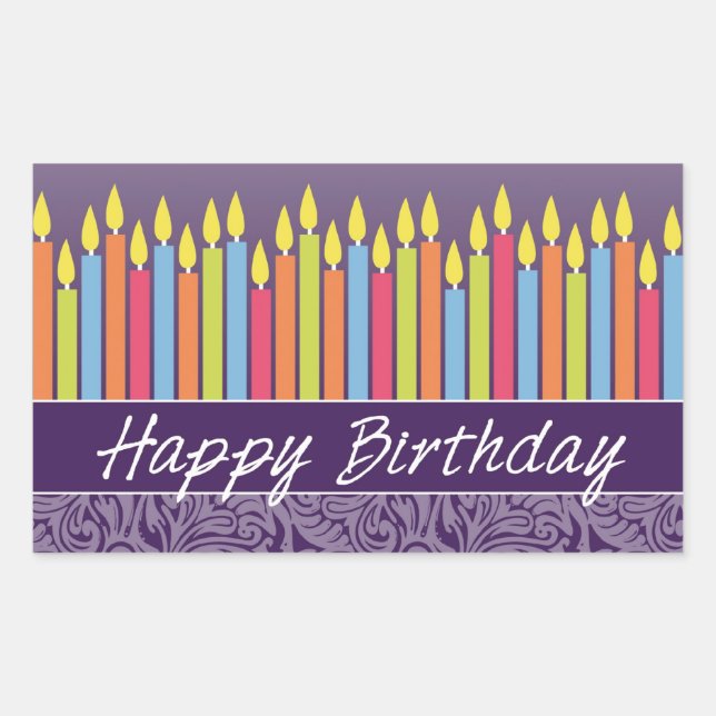 Happy Birthday Candles Rectangular Sticker (Front)
