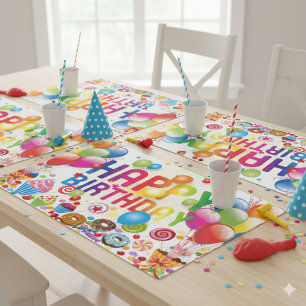 Happy Birthday Candy and Balloons Placemat