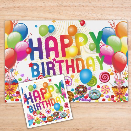 Happy Birthday Candy and Balloons Placemat
