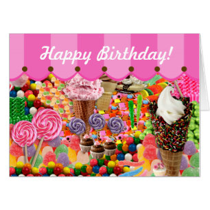 Happy Birthday Candy Buffet Ice Cream Cone Card