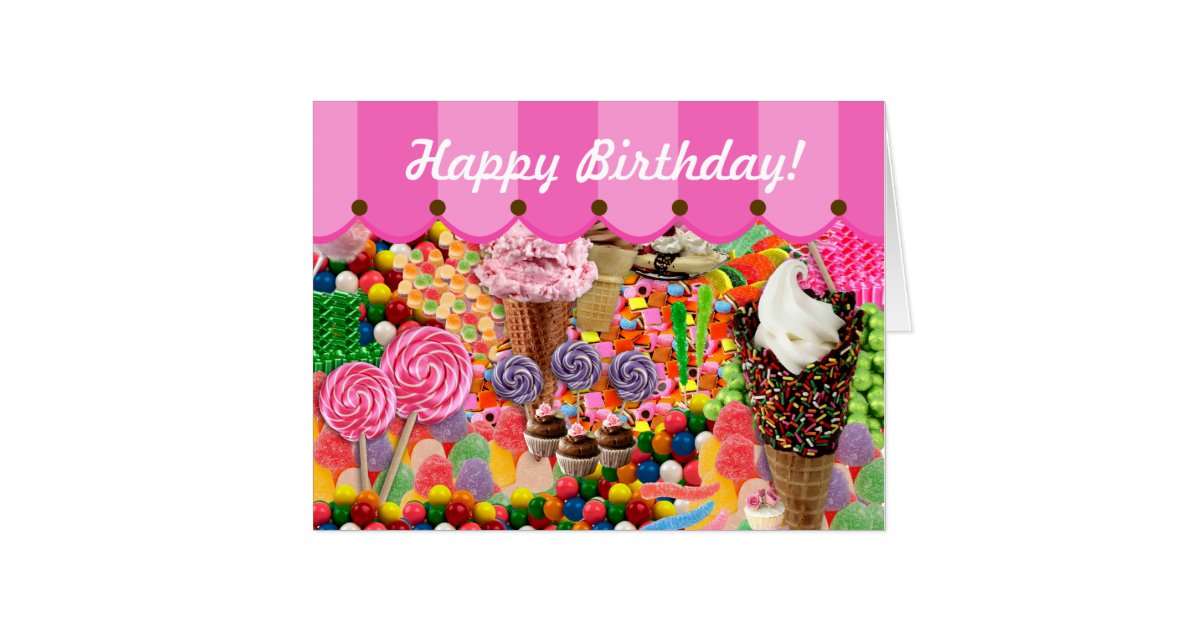 Happy Birthday Candy Buffet Ice Cream Cone Card Zazzle Com