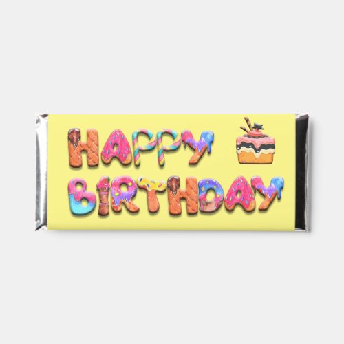 Happy Birthday Candy Lettering with Cake  Hershey Bar Favors