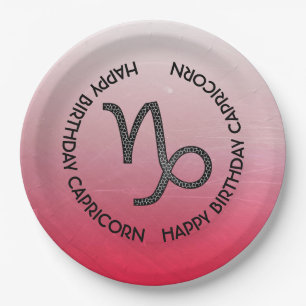 Happy Birthday Capricorn Horoscope Zodiac Paper Plates