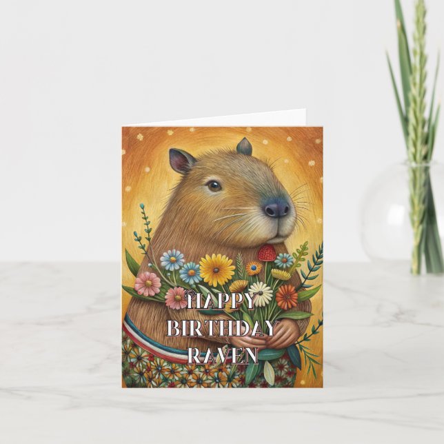Happy birthday capybara foldet card (Front)