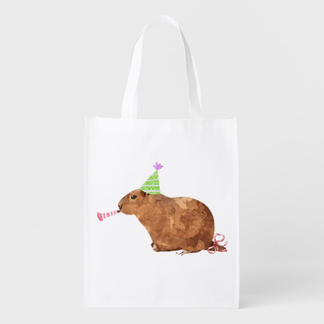 Happy Birthday Capybara Grocery Bag (Front)