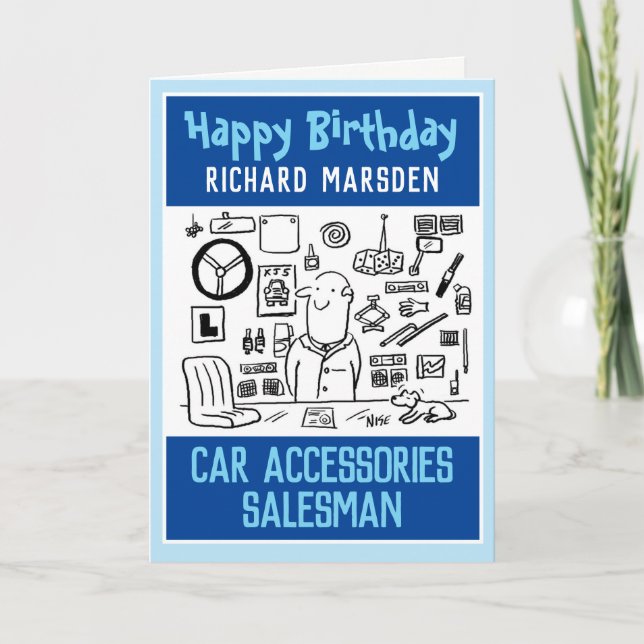 Happy Birthday Car Accessories Salesman Card (Front)