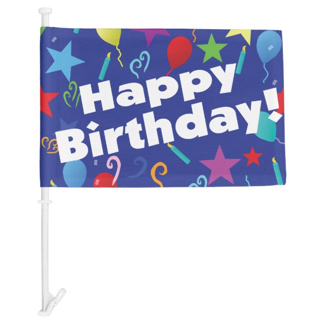 Happy Birthday car parade colorful Flag (Front)