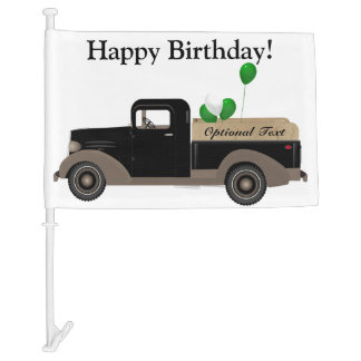 Happy Birthday Car Truck Flag with Balloons