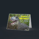 HAPPY BIRTHDAY CARD<br><div class="desc">Dinosaur Birthday card featuring T-Rex with "Have a roaring Birthday" message inside</div>