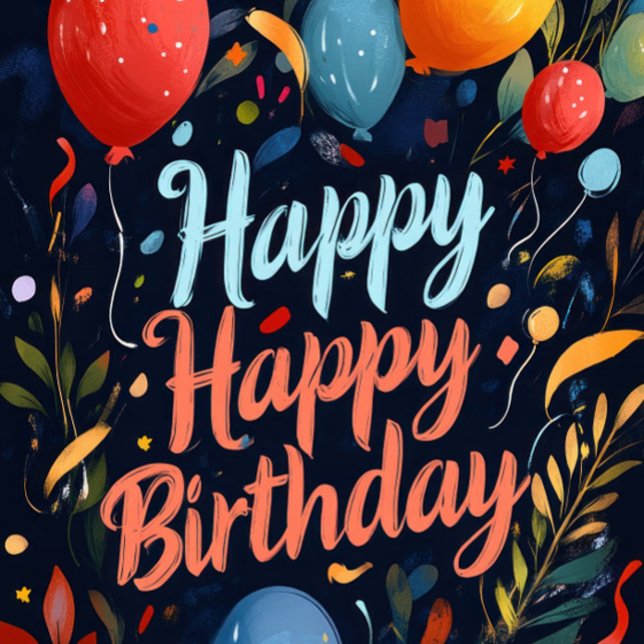 Happy Birthday  Card (Modern cheerful typography, bold colors!)