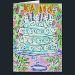 Happy Birthday! Card<br><div class="desc">Fun, feminine birthday wishes. Maybe because I have always liked to bake delicious cakes... I guess, one day, I was probably a little hungry and was thinking about "cake"... so I decided to draw a delicious looking (or at least a pretty looking) cake! Hope you like it too!</div>