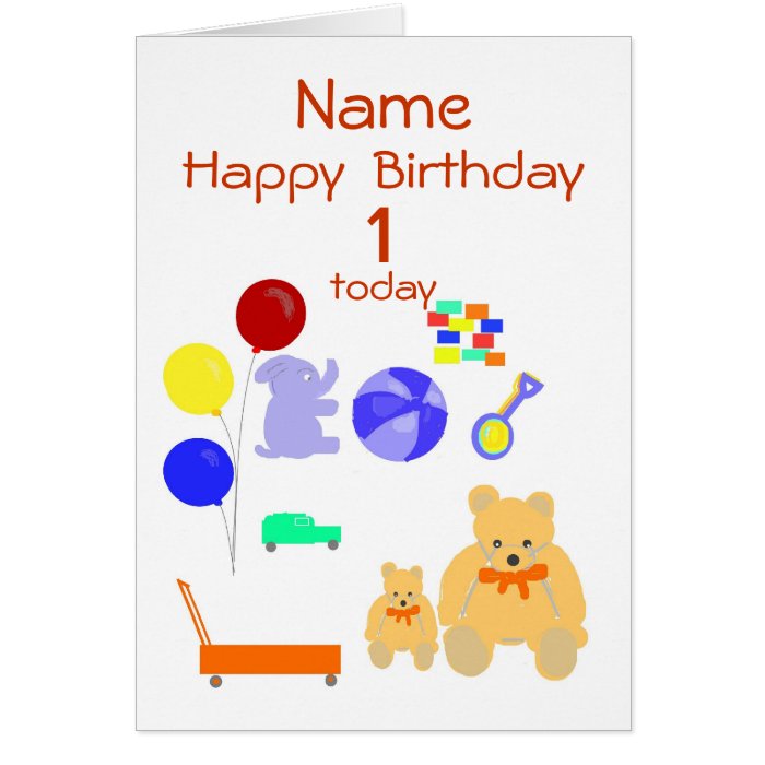 Happy Birthday Card 1 year old, Toys, Customize
