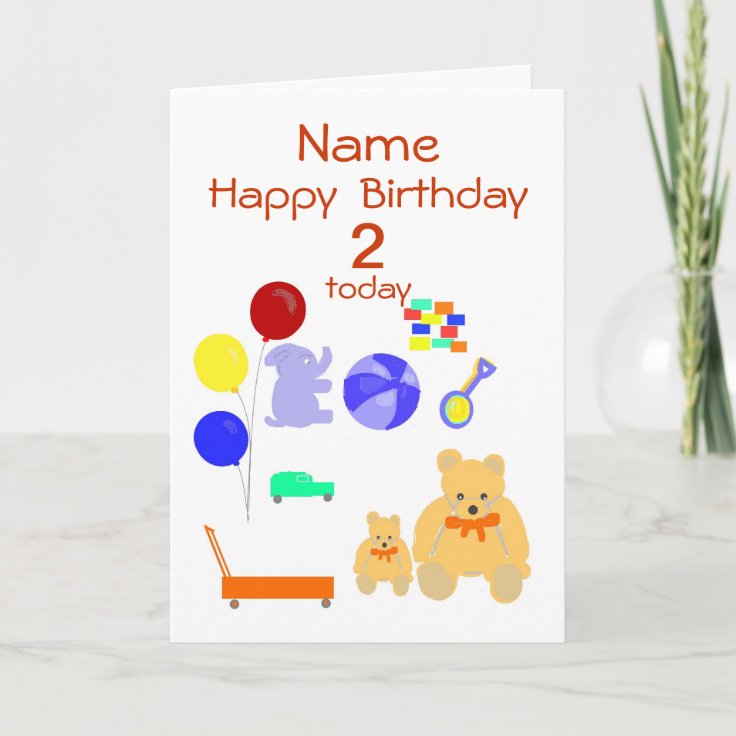 Happy Birthday Card 2 year old, Toys, Customize Zazzle