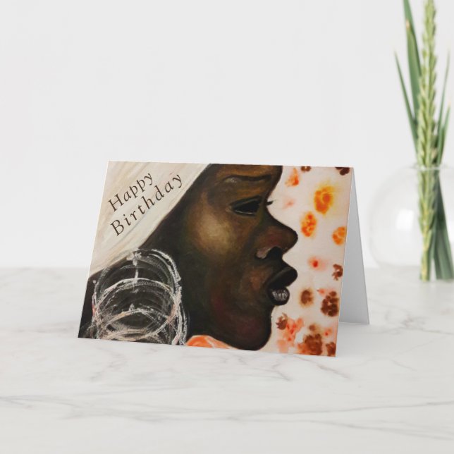 Happy Birthday Card African Beauty Woman (Front)