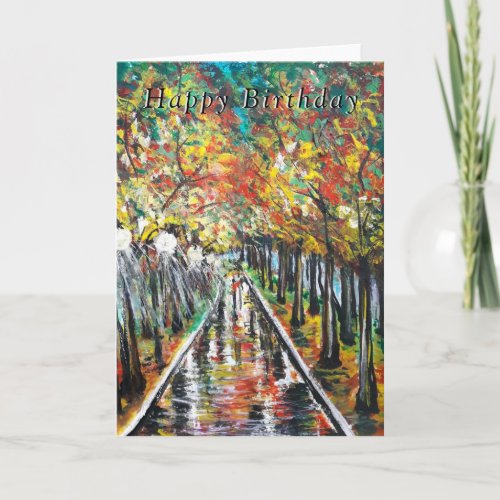 Happy Birthday Card Autumn Painting