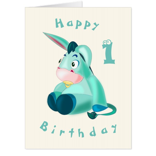 Happy Birthday Card - Baby Donkey - Your Age /Year (Front)