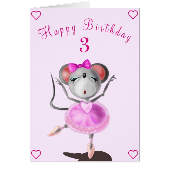 Happy Birthday Card Ballet Dancer Mouse Your Years (Front)