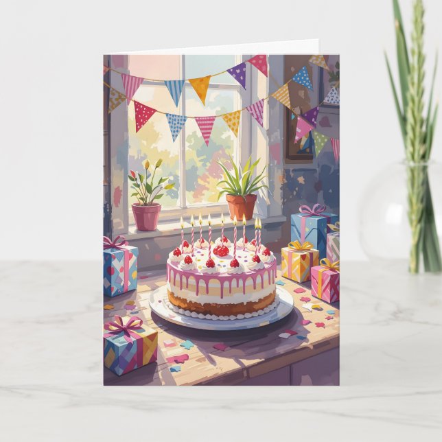 Happy Birthday Card - Birthday cake Card (Front)