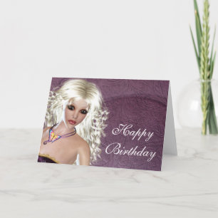 Happy Birthday Card - Blonde Fantasy Woman 1