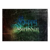 Happy Birthday Card Blue and Black Graffiti Text (Front Horizontal)