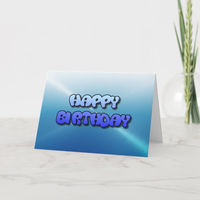 Happy Birthday Card Blue Bubble Text (Front)