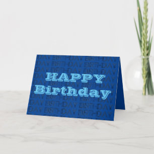 Happy Birthday Card Blue geometric design