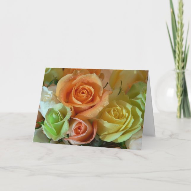 Happy Birthday card-Bouquet of Roses Card (Front)