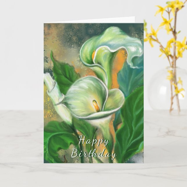 Happy Birthday Card Calla Lily Flower (Yellow Flower)