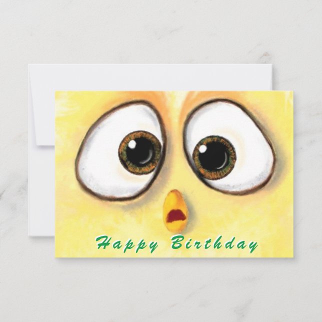 Happy Birthday Card Chickens Surprised Big Eyes (Front)