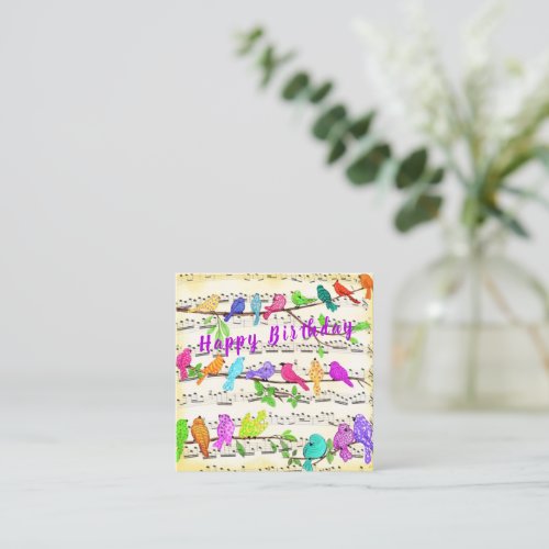 Happy Birthday Card Colorful Musical Birds Song 