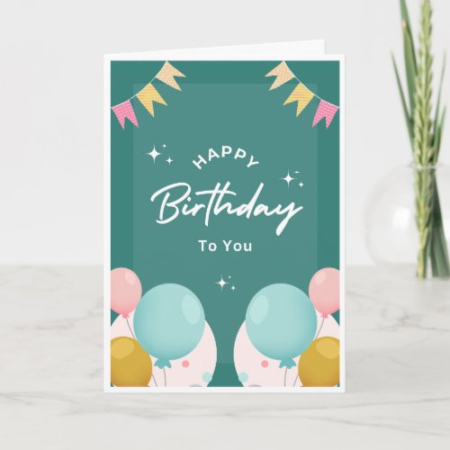 Happy Birthday Card — Cute Balloon Birthday Card