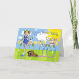 Happy birthday card cute little girl 10th Birthday