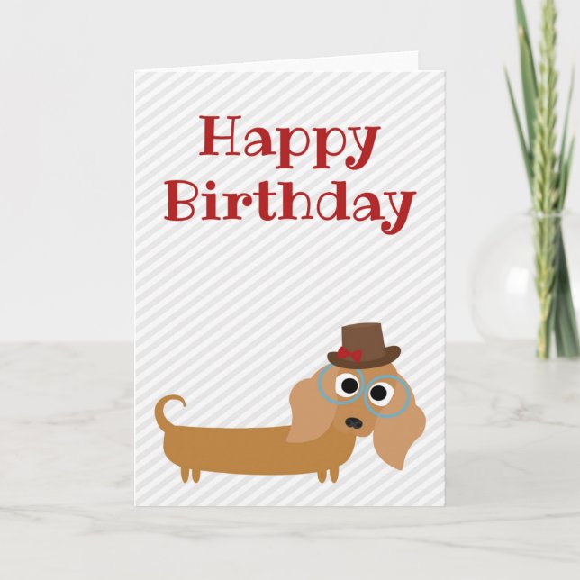Happy Birthday Card Dachshund Dog Blank Inside (Front)