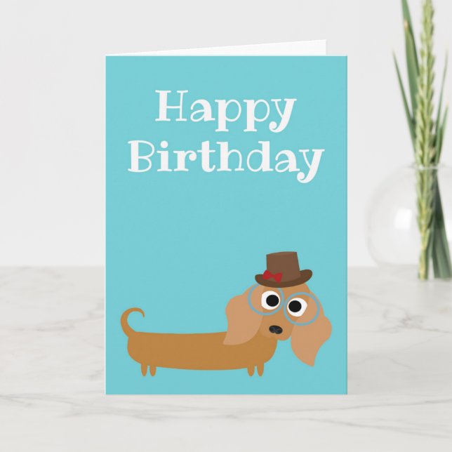 Happy Birthday Card Dachshund Dog Blank Inside (Front)