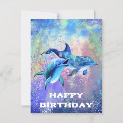 Happy Birthday Card Dolphins Family _ Customizable