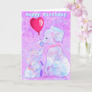 Happy Birthday Card Elephant Mom and Baby