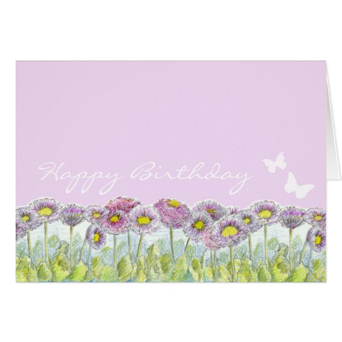 Happy Birthday Card English Daisies Butterfly