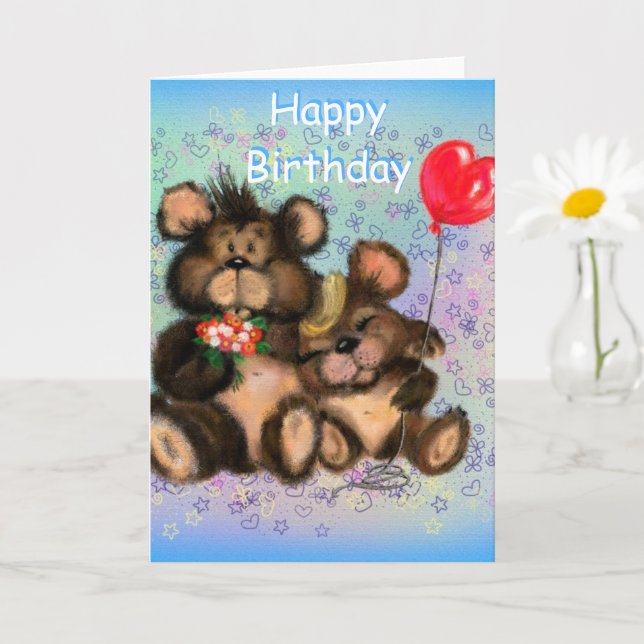 Happy Birthday Card Family Bear - Hug (Small Plant)