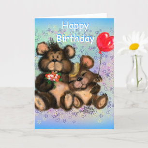 Happy Birthday Card Family Bear - Hug
