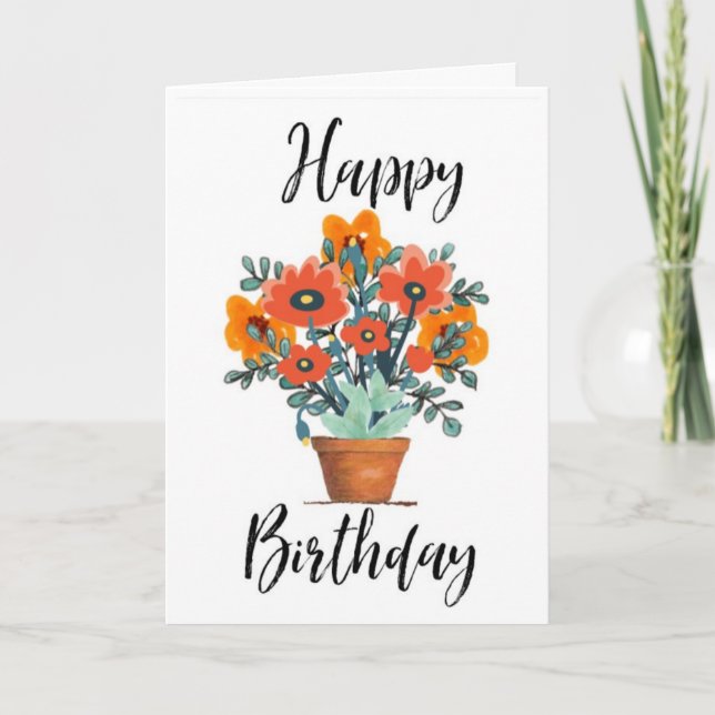 Happy Birthday Card Flower Pot (Front)