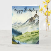 Happy Birthday Card For Him, Watercolor Mountains | Zazzle
