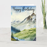 Happy Birthday Card For Him, Watercolor Mountains<br><div class="desc">Happy Birthday Card For Him,  Watercolor Mountains</div>