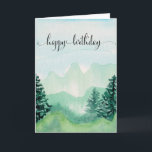 Happy Birthday Card For Him, Watercolor Mountains<br><div class="desc">Happy Birthday Card For Him,  Watercolor Mountains.</div>