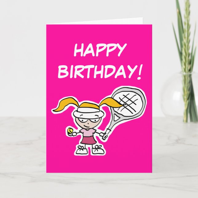 Happy Birthday card for little tennis player (Front)