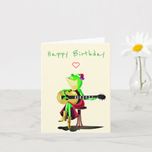 Happy Birthday Card Frog Playing Guitar