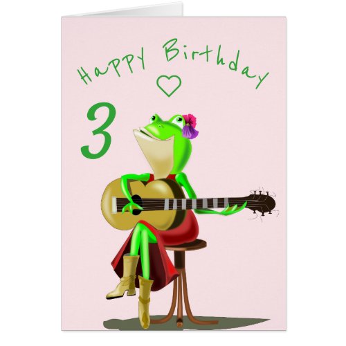 Happy Birthday Card Frog with Guitar