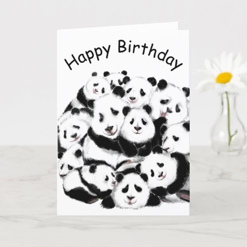 Happy Birthday Card Funny Panda Family